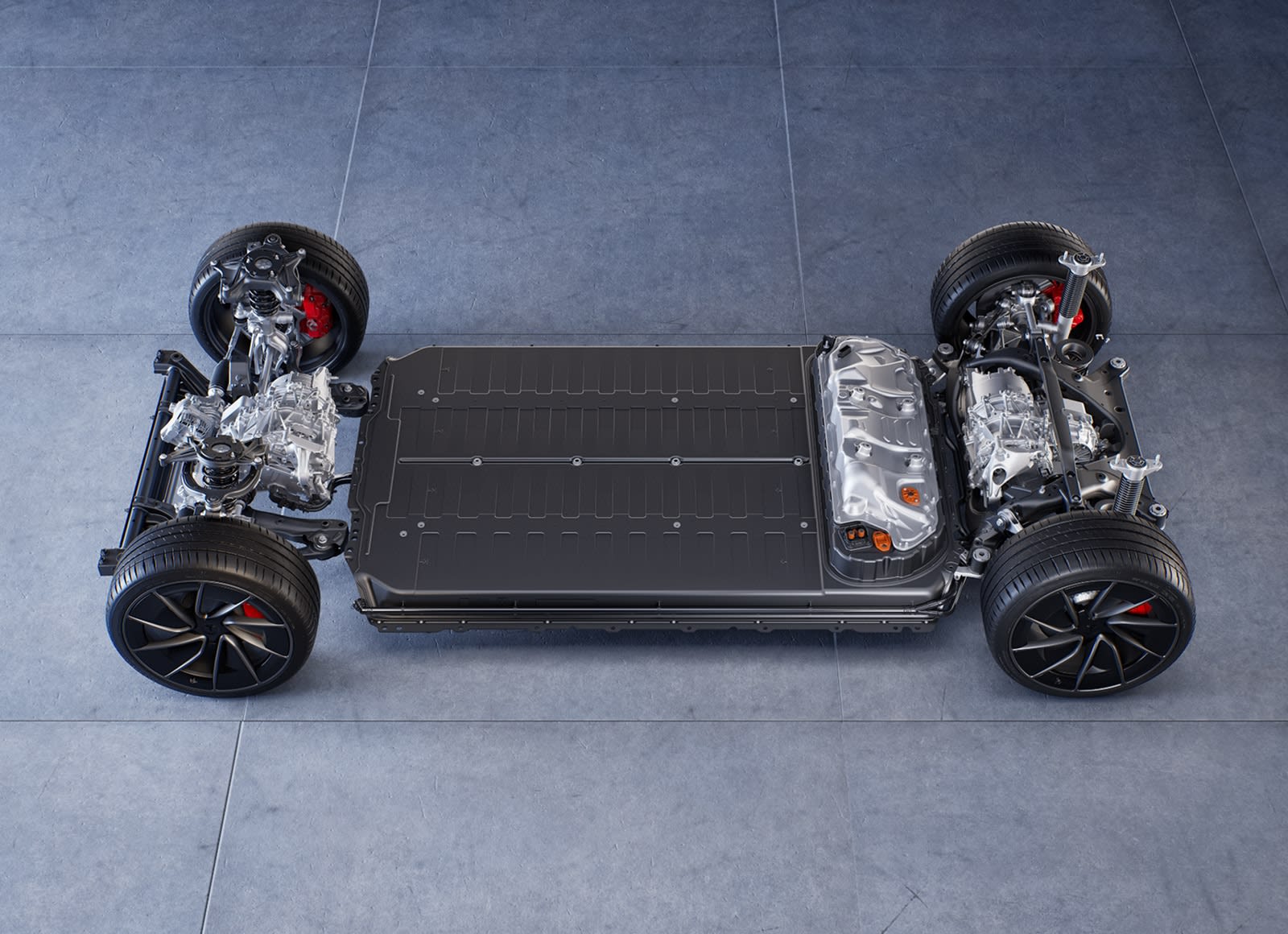 Tesla Model 3 Performance 官方底盘动力系统图